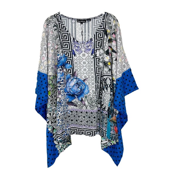 Tolani Collection Tops - Tolani Collection Sz XL Floral Multicolor Floral Graphic Kaftan Blouse Top NEW